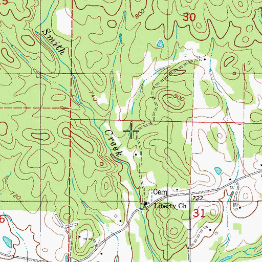 Topographic Map of Liberty School (historical), AR