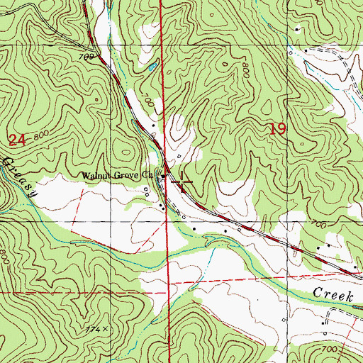 Topographic Map of Walnut Grove Church, MO