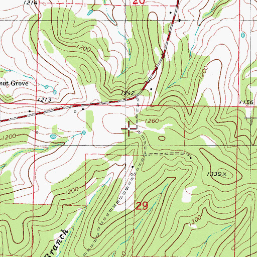 Topographic Map of Walnut Grove School (historical), MO