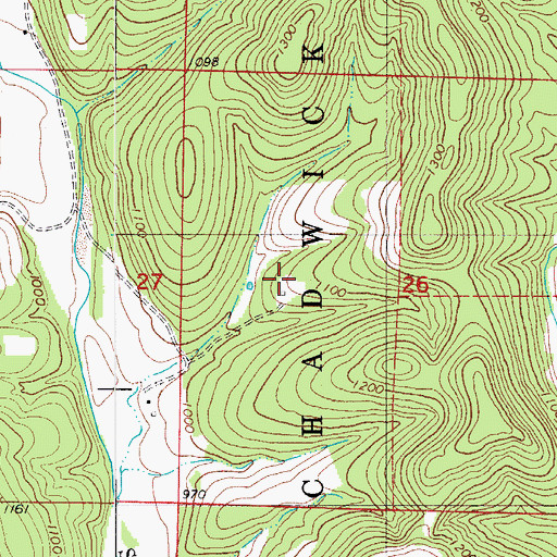 Topographic Map of Walnut Grove School, MO