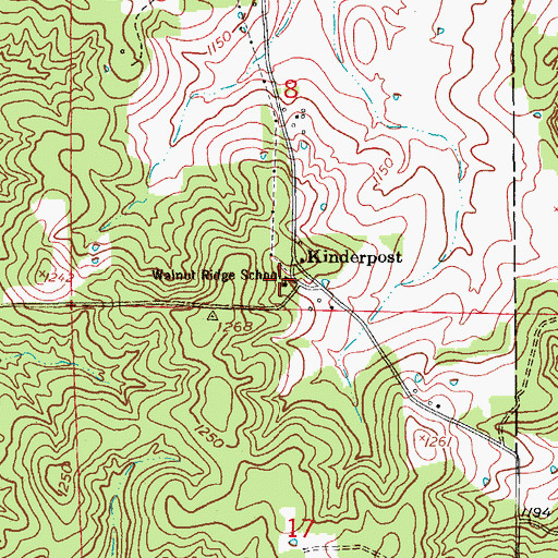 Topographic Map of Walnut Ridge School, MO