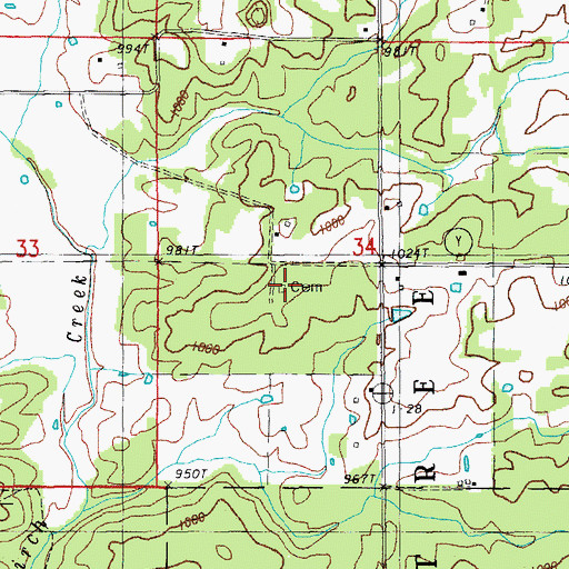 Topographic Map of Warm Corners Cemetery, MO