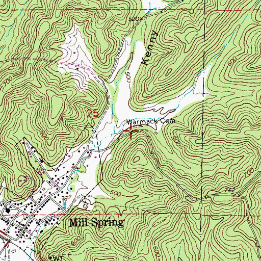 Topographic Map of Warmack Cemetery, MO