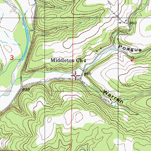 Topographic Map of Warren Hollow, MO