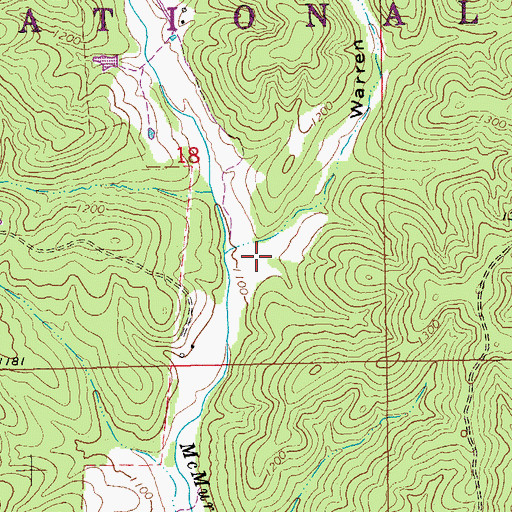 Topographic Map of Warren Valley, MO