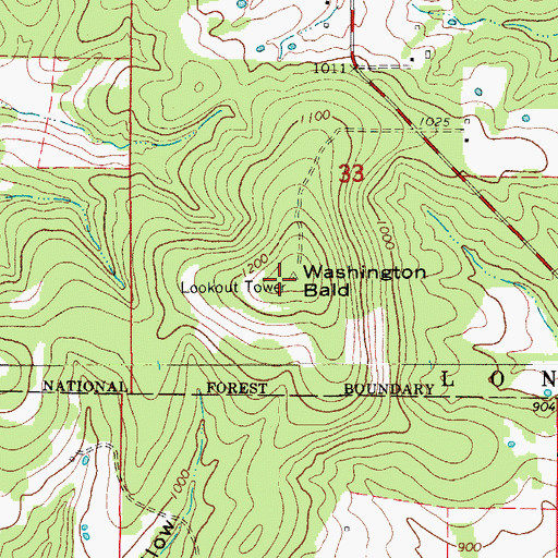 Topographic Map of Washington Bald, MO