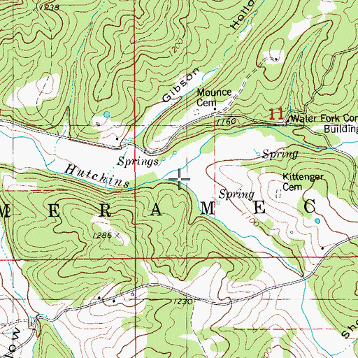 Topographic Map of Water Fork Creek, MO