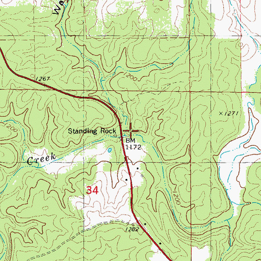 Topographic Map of Water Hollow, MO