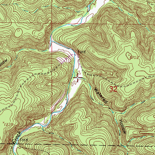 Topographic Map of Watered Hollow, MO