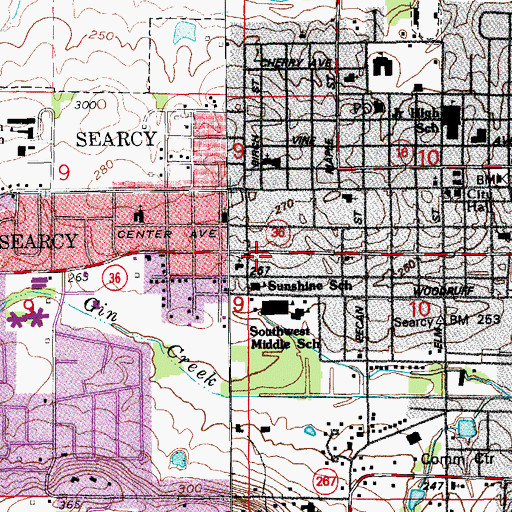 Topographic Map of Sunshine School, AR