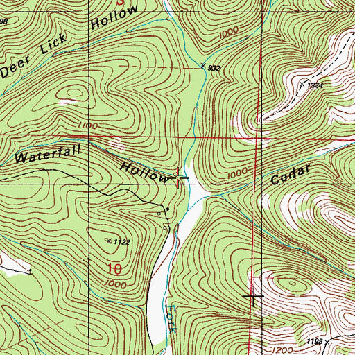 Topographic Map of Waterfall Hollow, MO