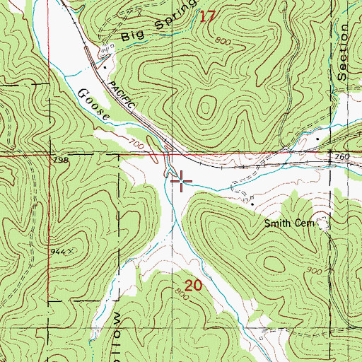 Topographic Map of Watson Creek, MO