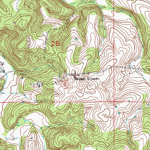 Topographic Map of Weber School, MO