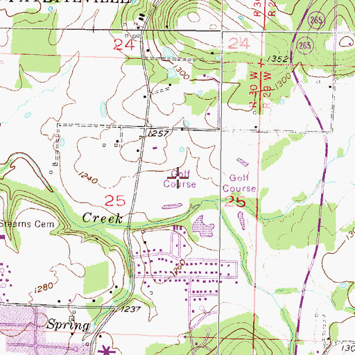 Topographic Map of Paradise Valley Golf Course, AR