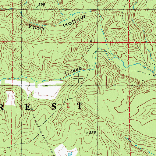Topographic Map of Wells Creek School (historical), MO