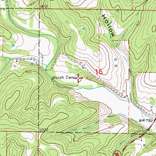 Topographic Map of Welsh Cemetery, MO