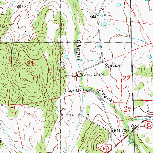 Topographic Map of Wesley Chapel, MO