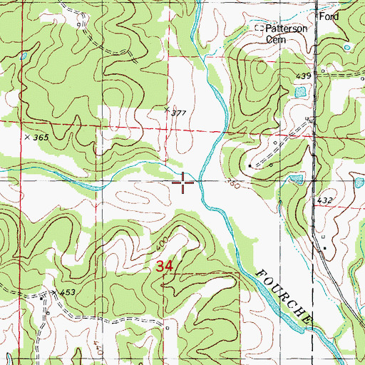 Topographic Map of West Fork Fourche Creek, MO