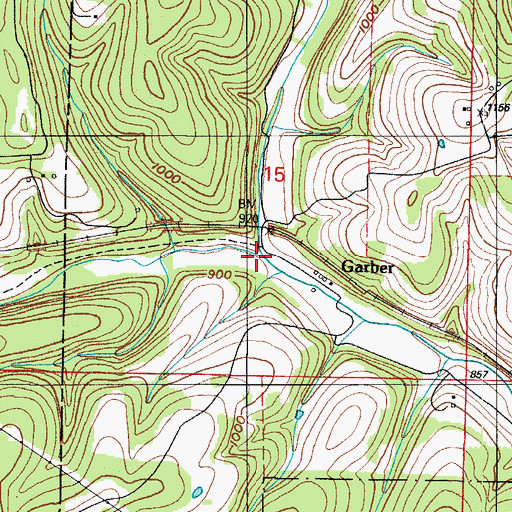 Topographic Map of West Fork Roark Creek, MO