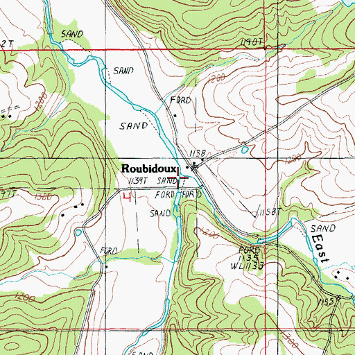 Topographic Map of West Fork Roubidoux Creek, MO