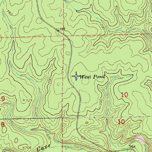 Topographic Map of West Pond, MO