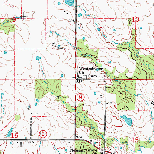 Topographic Map of Westminster Church, MO