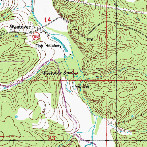 Topographic Map of Westover Spring, MO