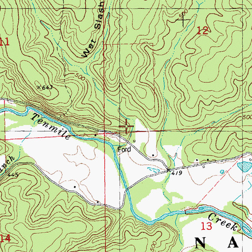 Topographic Map of Wet Slash Hollow, MO
