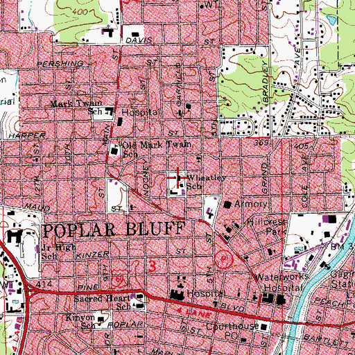 Topographic Map of Wheatley School, MO