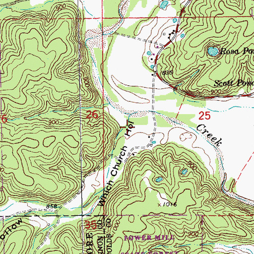 Topographic Map of Which Church Hollow, MO