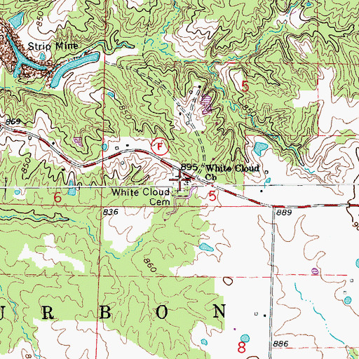 Topographic Map of White Cloud Church, MO