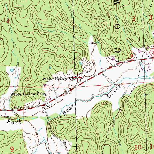 Topographic Map of White Hollow Church, MO