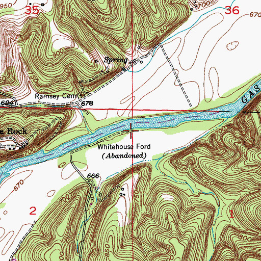 Topographic Map of Whitehouse Ford, MO