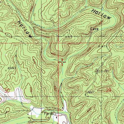 Topographic Map of Whiteoak Hollow, MO