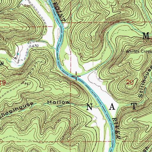 Topographic Map of Whites Creek, MO
