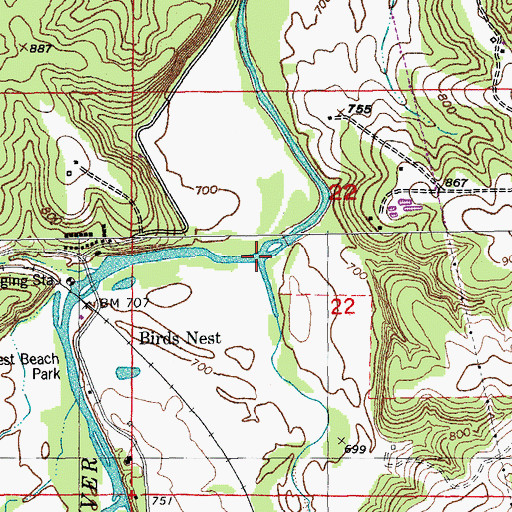Topographic Map of Whittenburg Creek, MO