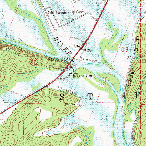 Topographic Map of Wight Cemetery, MO