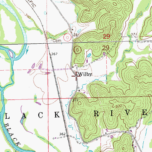 Topographic Map of Wilby, MO