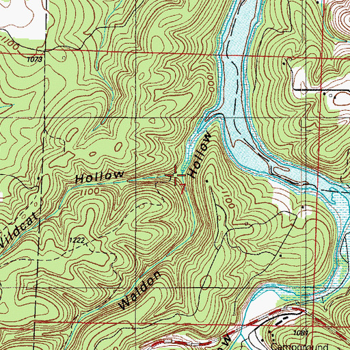 Topographic Map of Wildcat Hollow, MO