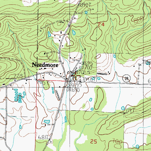 Topographic Map of Needmore Cemetery, AR