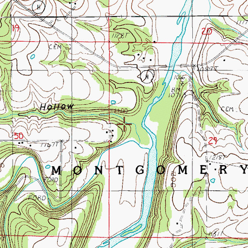 Topographic Map of Wildcat Hollow, MO