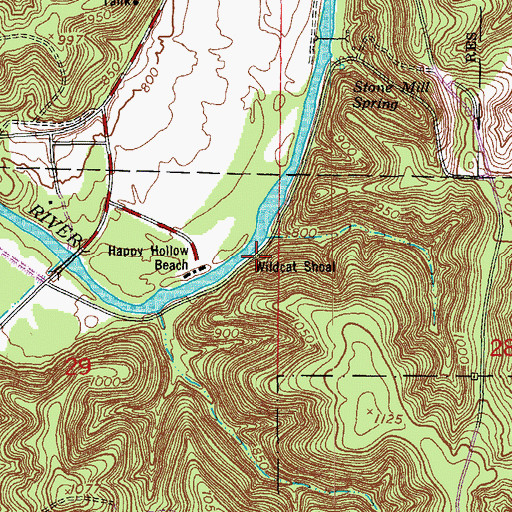 Topographic Map of Wildcat Shoal, MO