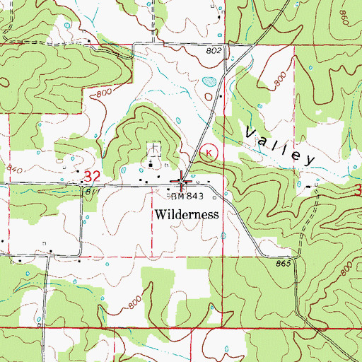 Topographic Map of Wilderness, MO