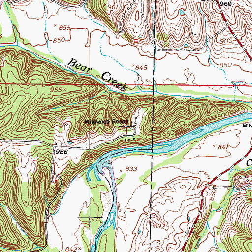Topographic Map of Wildwood Resort, MO