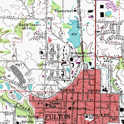 Topographic Map of William Woods University, MO