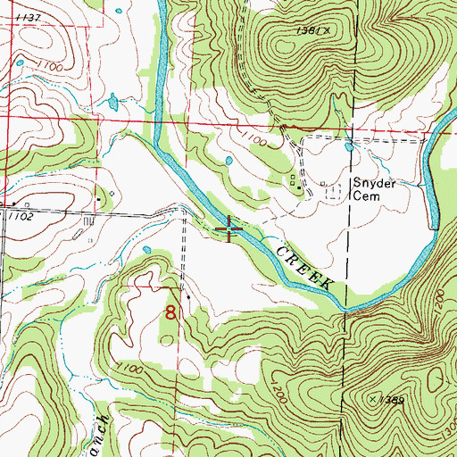 Topographic Map of Williams Branch, MO