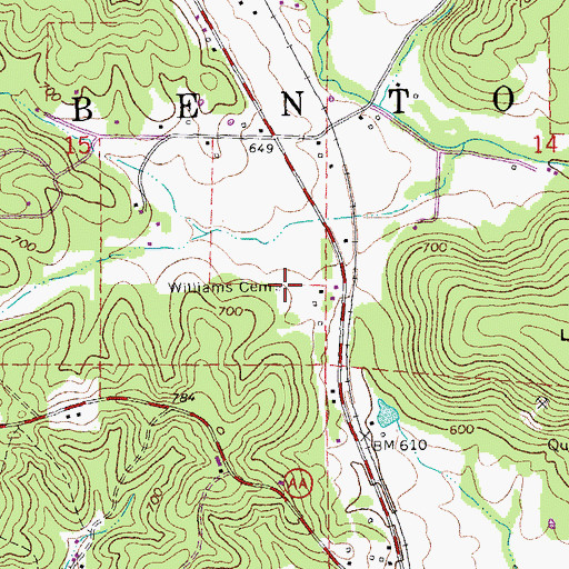 Topographic Map of Williams Cemetery, MO