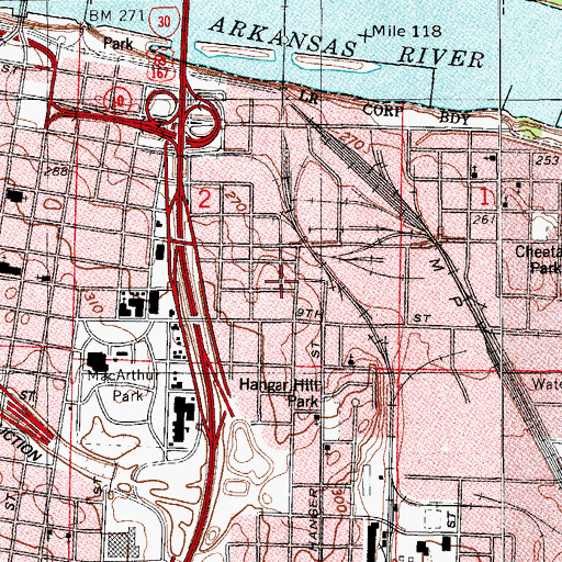 Topographic Map of Miracles of Faith Church, AR