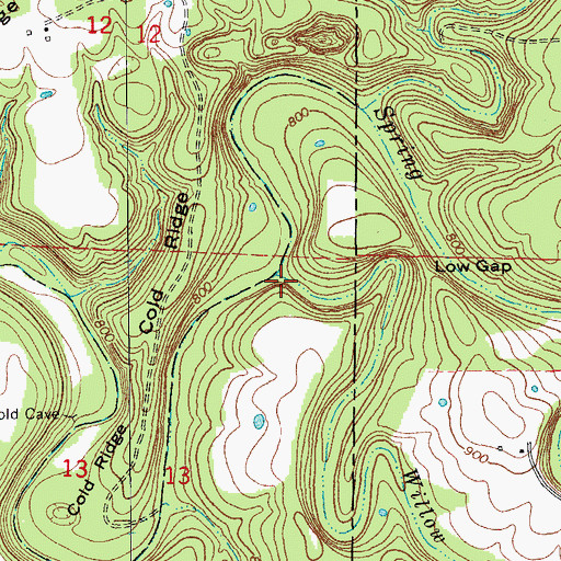 Topographic Map of Willow Creek, MO