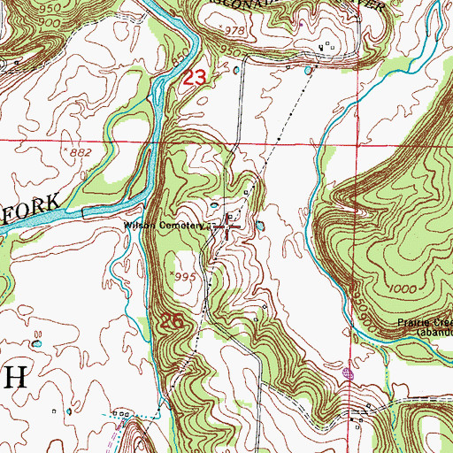 Topographic Map of Wilson Cemetery, MO